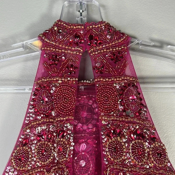Sherri Hill Two-Piece Ruby Beaded Bodice & Organza Skirt - Size 0 - EUC - Picture 8 of 16